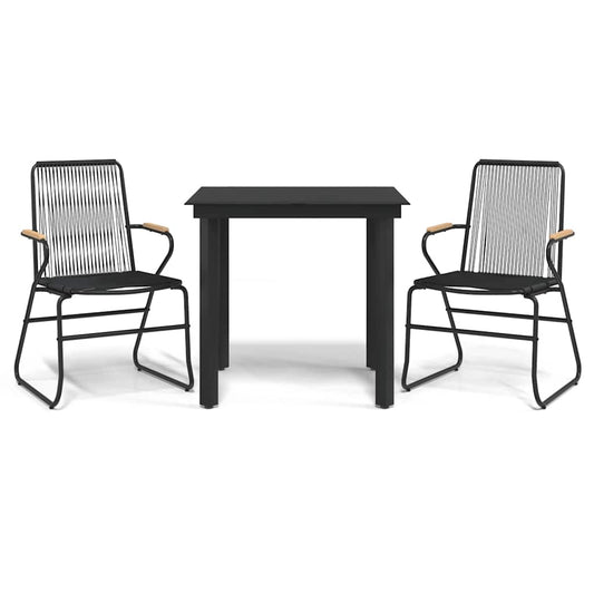 3 Piece Garden Dining Set Black PVC Rattan 3 Piece Garden Dining Set Black PVC Rattan