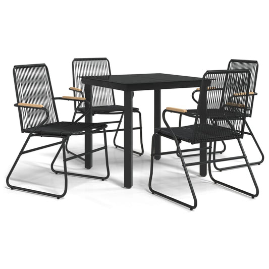 5 Piece Garden Dining Set Black PVC Rattan 5 Piece Garden Dining Set Black PVC Rattan