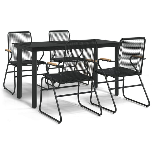5 Piece Garden Dining Set Black PVC Rattan 5 Piece Garden Dining Set Black PVC Rattan