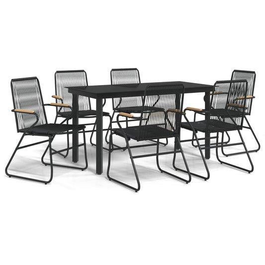 7 Piece Garden Dining Set Black PVC Rattan 7 Piece Garden Dining Set Black PVC Rattan