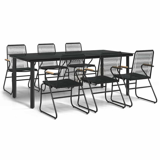 7 Piece Garden Dining Set Black PVC Rattan 7 Piece Garden Dining Set Black PVC Rattan