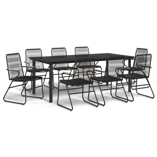 9 Piece Garden Dining Set Black PVC Rattan 9 Piece Garden Dining Set Black PVC Rattan