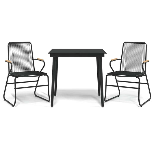 3 Piece Garden Dining Set Black PVC Rattan 3 Piece Garden Dining Set Black PVC Rattan