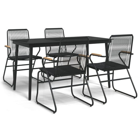 5 Piece Garden Dining Set Black PVC Rattan 5 Piece Garden Dining Set Black PVC Rattan