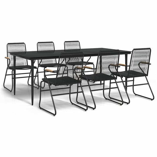7 Piece Garden Dining Set Black PVC Rattan 7 Piece Garden Dining Set Black PVC Rattan