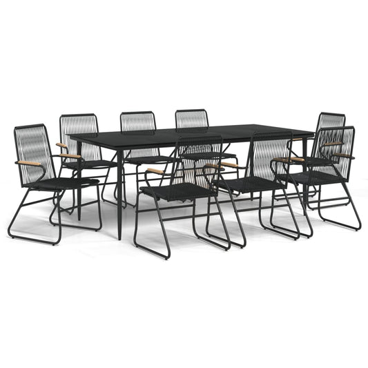Garden Dining Set | Black | PVC rattan, powder-coated steel, glass Garden Dining Set | Black | PVC rattan, powder-coated steel, glass