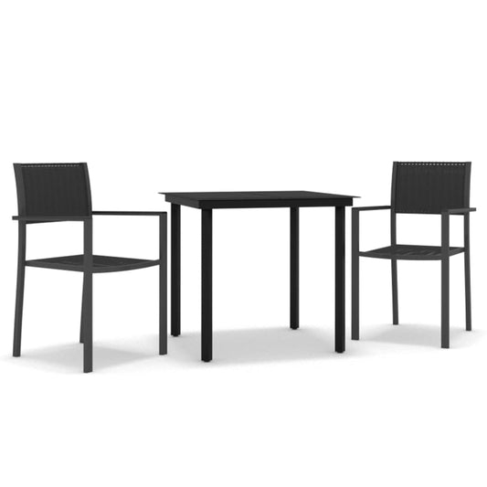 3 Piece Garden Dining Set Black 3 Piece Garden Dining Set Black