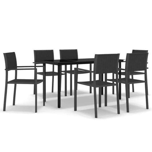 7 Piece Garden Dining Set Black 7 Piece Garden Dining Set Black