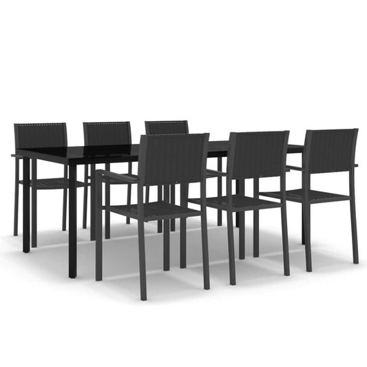 7 Piece Garden Dining Set Black 7 Piece Garden Dining Set Black