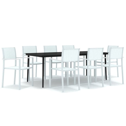 9 Piece Garden Dining Set White 9 Piece Garden Dining Set White