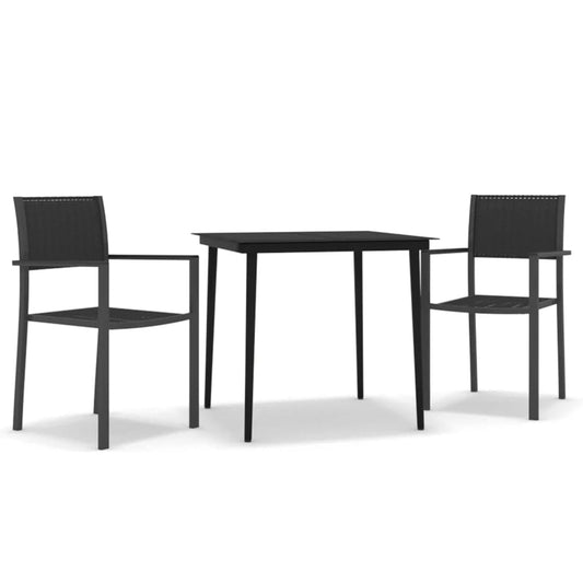 Garden Dining Set | Black | Powder-coated steel, glass, plastic Garden Dining Set | Black | Powder-coated steel, glass, plastic