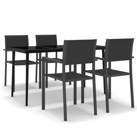 Garden Dining Set | Black | Powder-coated steel, glass, plastic Garden Dining Set | Black | Powder-coated steel, glass, plastic