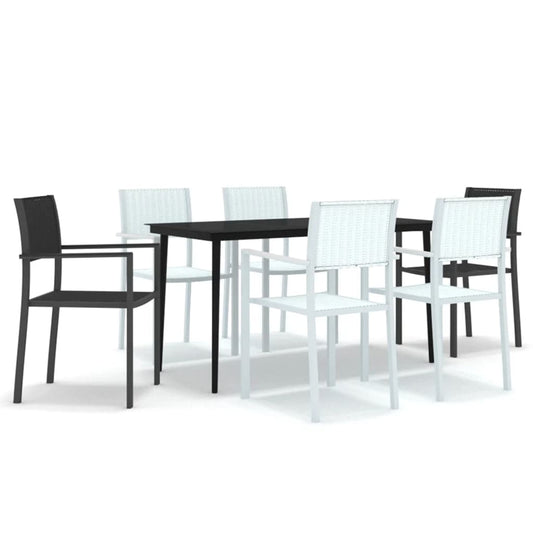 7 Piece Garden Dining Set Black and White 7 Piece Garden Dining Set Black and White