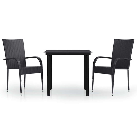 3 Piece Outdoor Dining Set Black 3 Piece Outdoor Dining Set Black