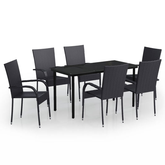 7 Piece Outdoor Dining Set Black 7 Piece Outdoor Dining Set Black