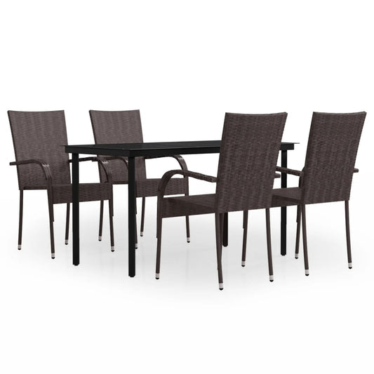 5 Piece Outdoor Dining Set Brown and Black 5 Piece Outdoor Dining Set Brown and Black
