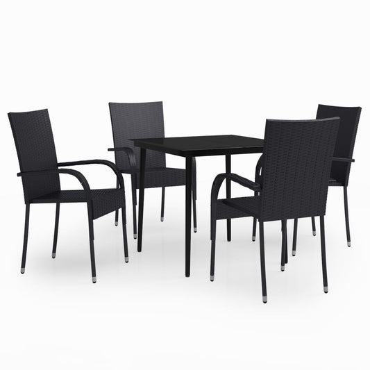 5 Piece Garden Dining Set Black 5 Piece Garden Dining Set Black