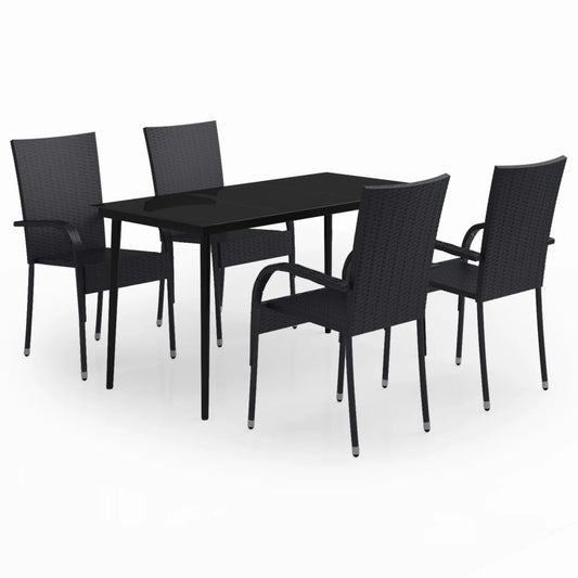 5 Piece Garden Dining Set Black 5 Piece Garden Dining Set Black