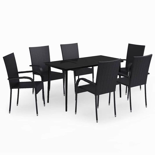 7 Piece Garden Dining Set Black 7 Piece Garden Dining Set Black