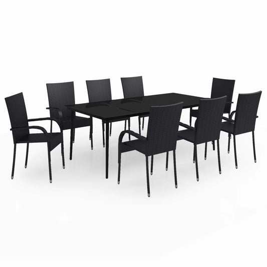 Garden Dining Set | Black | PE rattan | Large | Durable Garden Dining Set | Black | PE rattan | Large | Durable