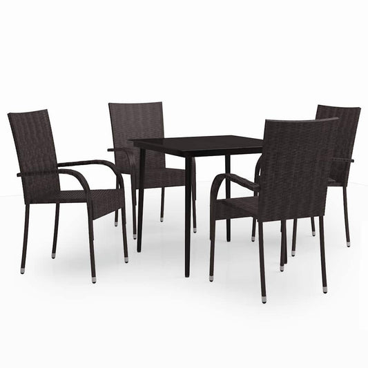 5 Piece Garden Dining Set Brown and Black 5 Piece Garden Dining Set Brown and Black