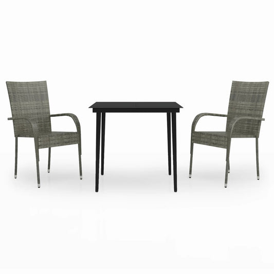 Garden Dining Set | Grey and black | PE rattan | Medium | Durable Garden Dining Set | Grey and black | PE rattan | Medium | Durable