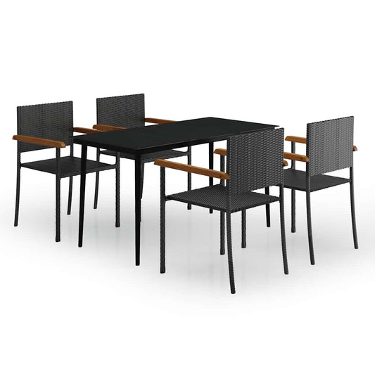 5 Piece Garden Dining Set Black 5 Piece Garden Dining Set Black