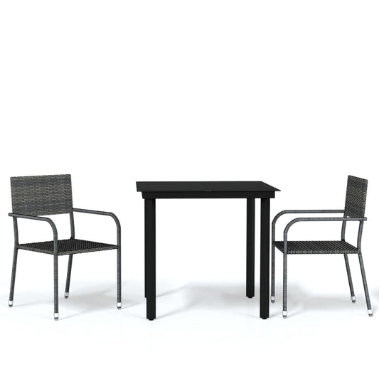 3 Piece Garden Dining Set Grey 3 Piece Garden Dining Set Grey