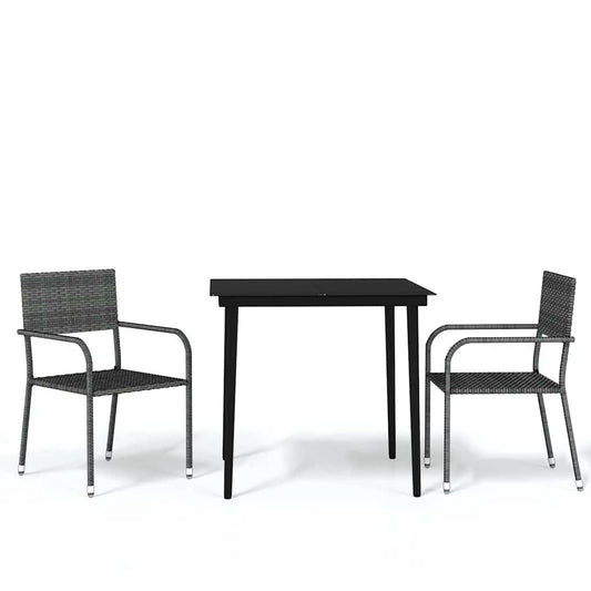3 Piece Garden Dining Set Grey 3 Piece Garden Dining Set Grey