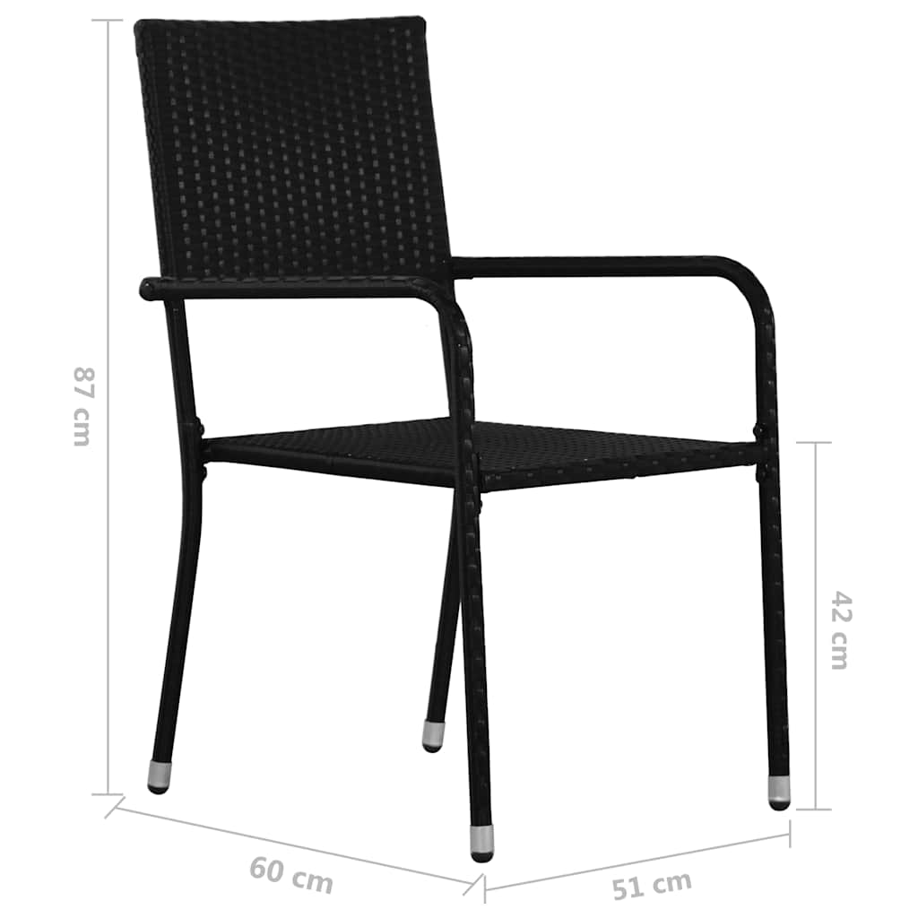 Garden Dining Chair | Set of 2 | Black | PE rattan, steel | Standard