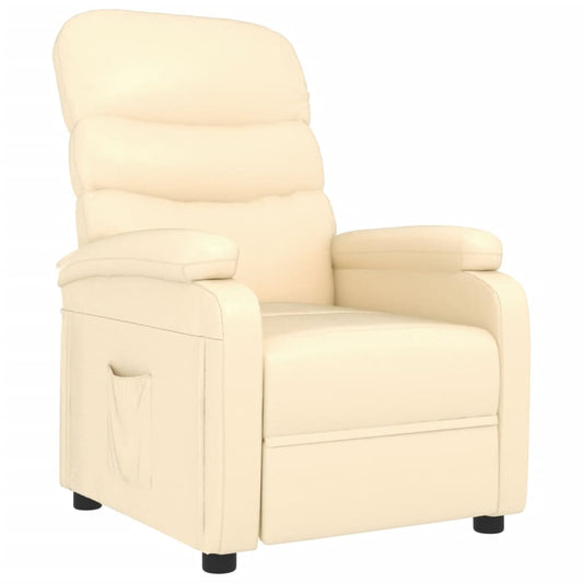 Recliner Chair Cream Faux Leather Recliner Chair Cream Faux Leather