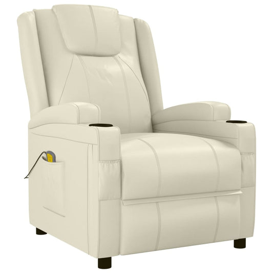 Massage Chair Cream White Faux Leather Massage Chair Cream White Faux Leather