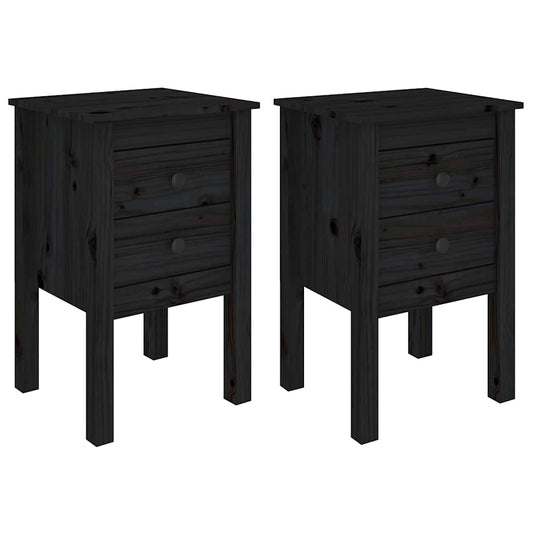 Bedside Cabinets 2 pcs Black 40x35x61.5 cm Solid Wood Pine Bedside Cabinets 2 pcs Black 40x35x61.5 cm Solid Wood Pine