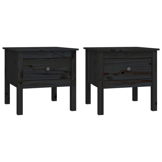 Side Tables 2 pcs Black 50x50x49 cm Solid Wood Pine Side Tables 2 pcs Black 50x50x49 cm Solid Wood Pine