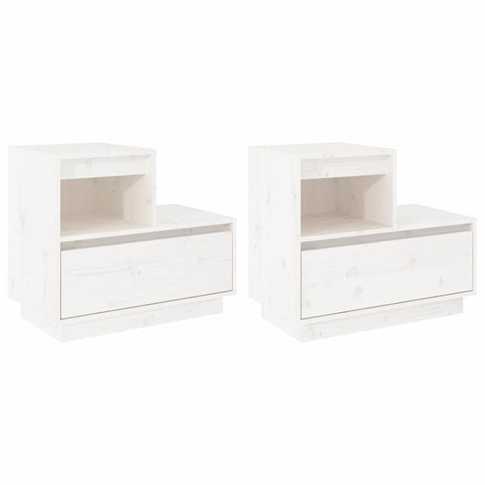 Bedside Cabinets 2 pcs White 60x34x51 cm Solid Wood Pine Bedside Cabinets 2 pcs White 60x34x51 cm Solid Wood Pine