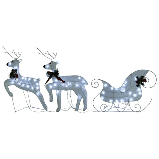 Reindeer & Sleigh Christmas Decoration 60 LEDs Outdoor White Reindeer & Sleigh Christmas Decoration 60 LEDs Outdoor White