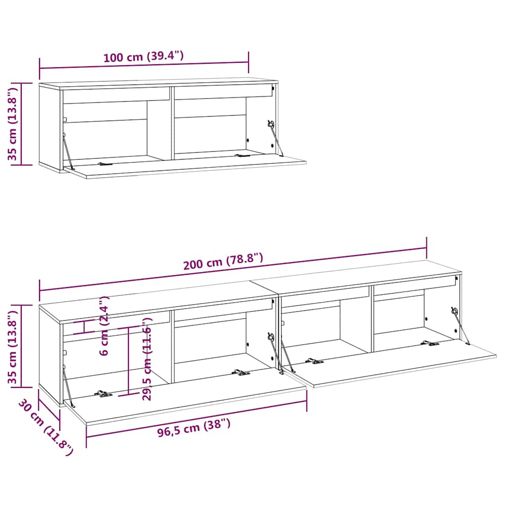 3100140 vidaXL 3 Piece TV Cabinet Set White Solid Wood Pine (813467+813468)