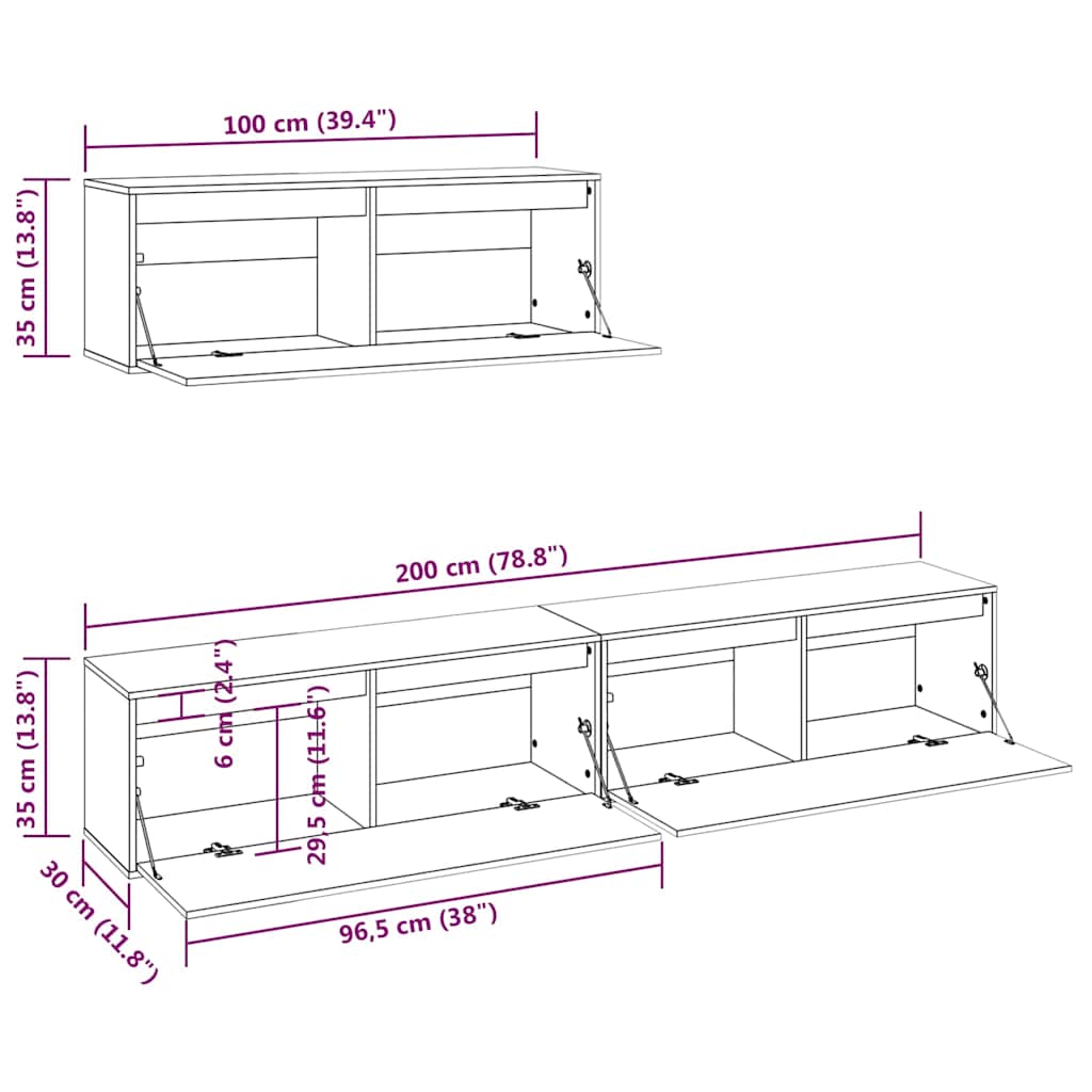3 Piece TV Cabinet Set White Solid Wood Pine