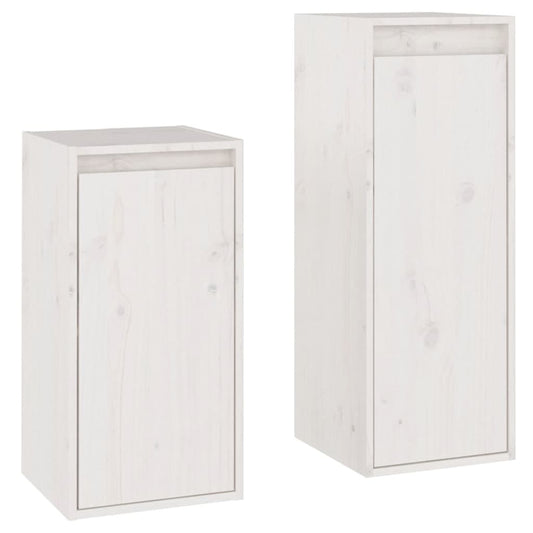 TV Cabinets 2 pcs White Solid Wood Pine TV Cabinets 2 pcs White Solid Wood Pine