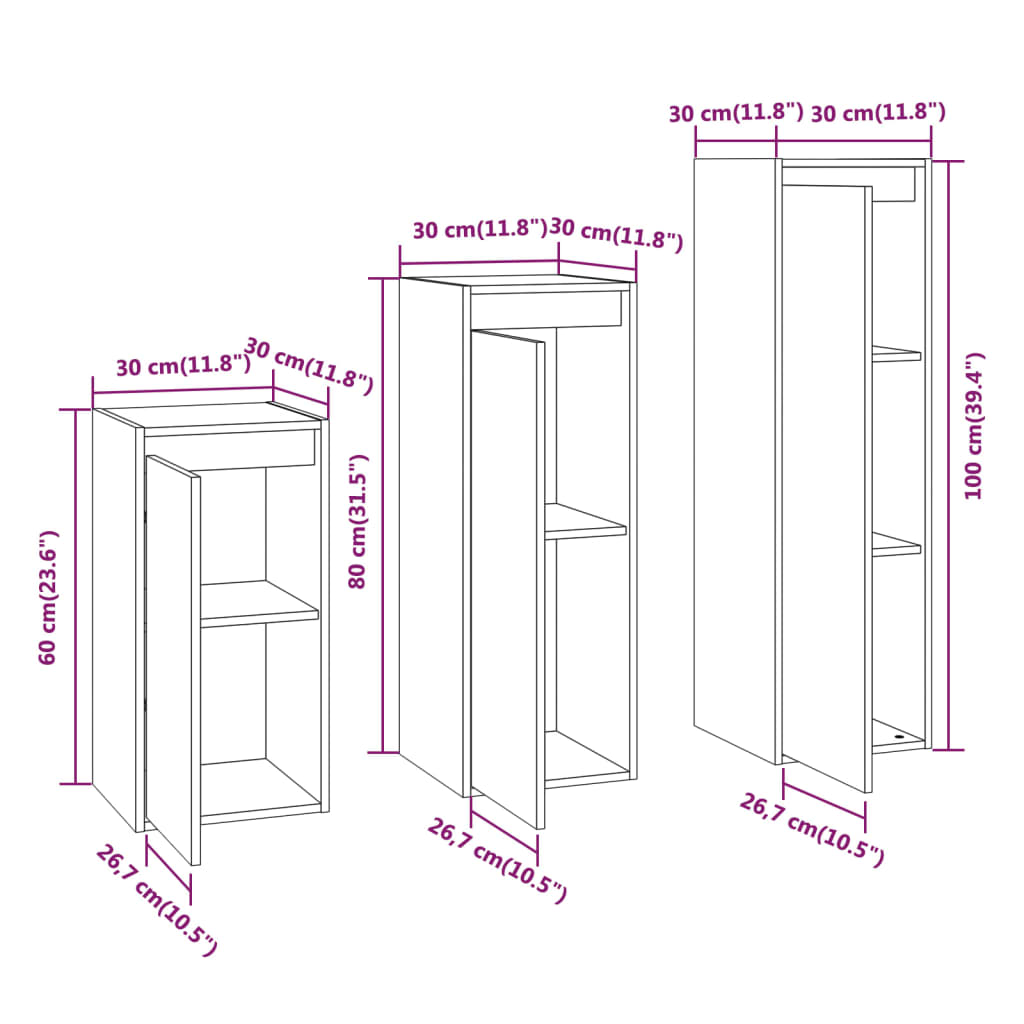 3100159 vidaXL 3 Piece TV Cabinet Set Solid Wood Pine (813485+813495+813505)