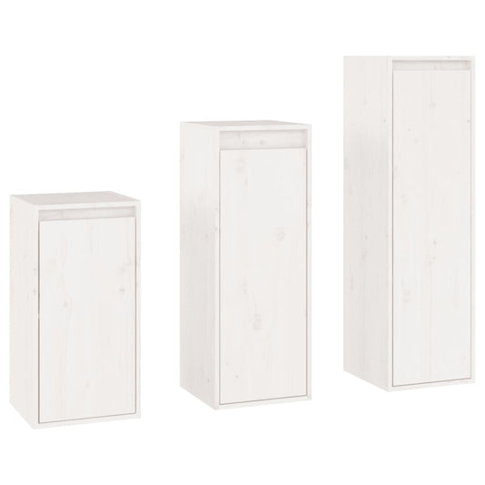 TV Cabinets 3 pcs White Solid Wood Pine TV Cabinets 3 pcs White Solid Wood Pine