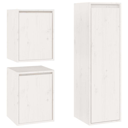 TV Cabinets 3 pcs White Solid Wood Pine TV Cabinets 3 pcs White Solid Wood Pine