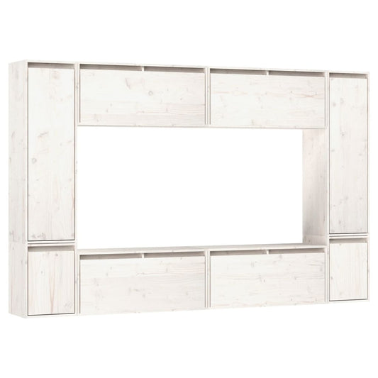 TV Cabinets 8 pcs White Solid Wood Pine TV Cabinets 8 pcs White Solid Wood Pine