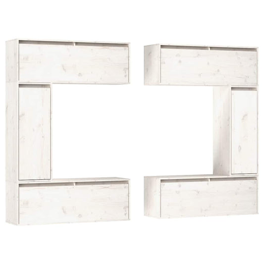 TV Cabinets 6 pcs White Solid Wood Pine TV Cabinets 6 pcs White Solid Wood Pine