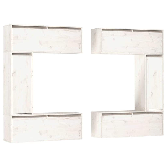 6 Piece TV Cabinet Set White Solid Wood Pine 6 Piece TV Cabinet Set White Solid Wood Pine