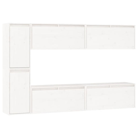 TV Cabinets 6 pcs White Solid Wood Pine TV Cabinets 6 pcs White Solid Wood Pine