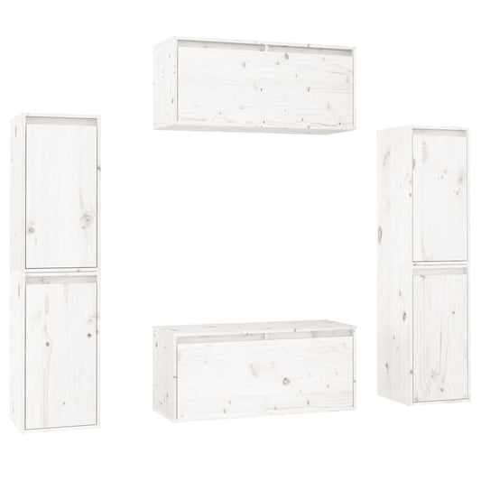 TV Cabinets 6 pcs White Solid Wood Pine TV Cabinets 6 pcs White Solid Wood Pine