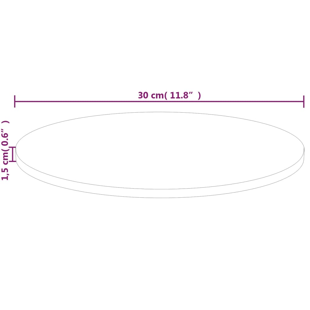 Round Table Top ??30x1.5 cm Solid Wood Oak