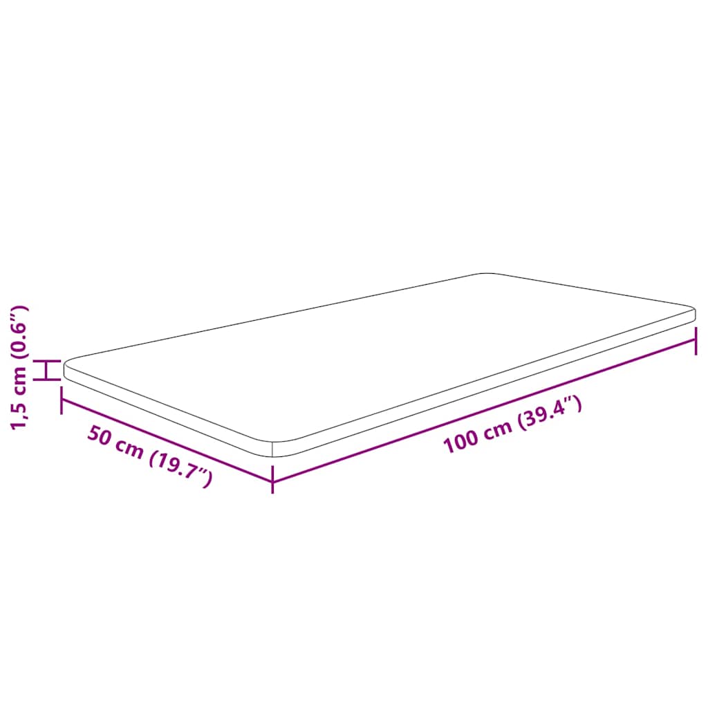 Bathroom Countertop 100x50x1,5cm Untreated Solid Wood