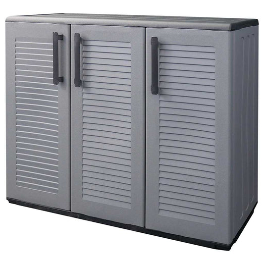 Garden Storage Cabinet Grey and Black 102x37x84 cm PP Garden Storage Cabinet Grey and Black 102x37x84 cm PP